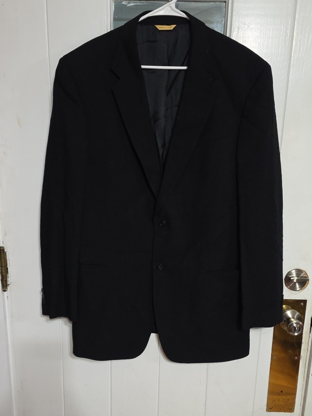 Donna Karan Signature Italy Men's Suit Coat Black 80% Wool Designer Sz 44/38 EUC